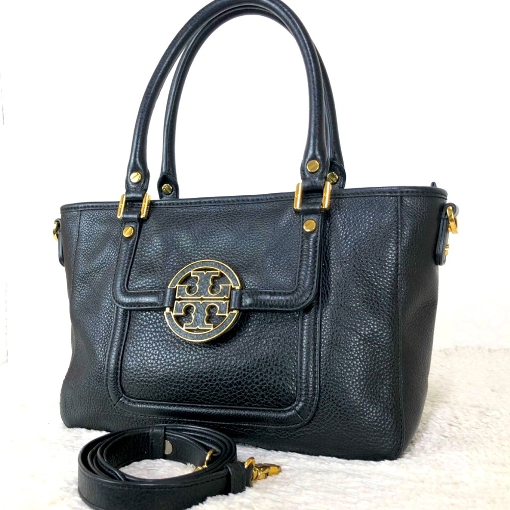 Tory Burch Black & Gold Mini Amanda Satchel